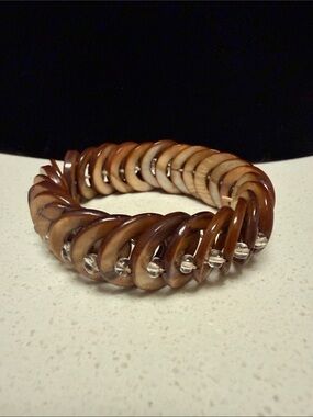 Vintage Stretchy Bracelet Dyed Abalone Shells Rings Beads Boho